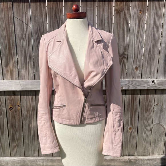 Kenna T Leather Moto Jscket Pink Womens sz Small - Picture 1 of 11